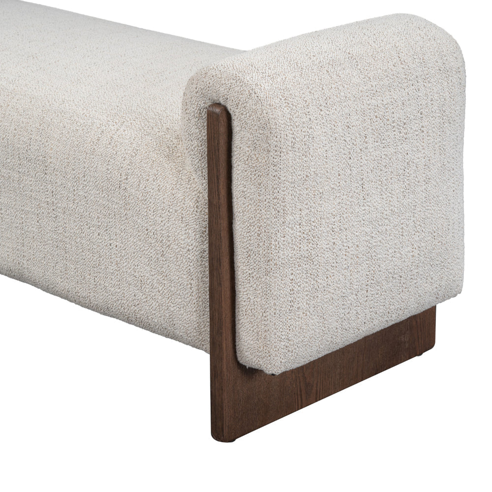 Sira 60 Inch Wide Bench Beige Polyester Upholstery Solid Ash Wood By Casagear Home BM315460