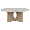 Tab 42 Inch Coffee Table White Round Top Tripod Base Concrete Pine Wood By Casagear Home BM315461