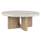 Tab 42 Inch Coffee Table White Round Top Tripod Base Concrete Pine Wood By Casagear Home BM315461