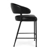 Bri 26 Inch Counter Stool Chair Curved Padded Tufted Black Leather Iron By Casagear Home BM315464