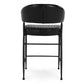 Bri 26 Inch Counter Stool Chair Curved Padded Tufted Black Leather Iron By Casagear Home BM315464