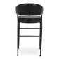 Bri 30 Inch Barstool Chair Curved Padded Tufted Black Leather Iron By Casagear Home BM315465