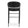 Bri 30 Inch Barstool Chair Curved Padded Tufted Black Leather Iron By Casagear Home BM315465