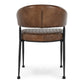 Bri 24 Inch Dining Chair Curved Tufted Vintage Brown Leather Upholstery By Casagear Home BM315466