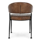 Bri 24 Inch Dining Chair, Curved, Tufted Vintage Brown Leather Upholstery By Casagear Home