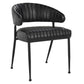 Bri 23 Inch Dining Chair Curved Padded Tufted Black Leather Iron By Casagear Home BM315467