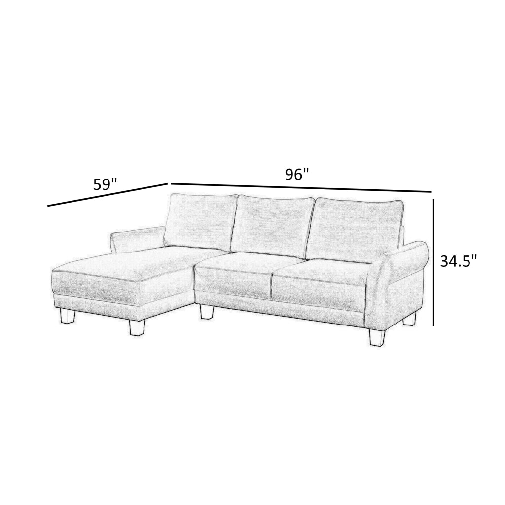 Ele 96 Inch Wide Sectional Sofa with Left Facing Chaise White Sherpa Wood By Casagear Home BM315471