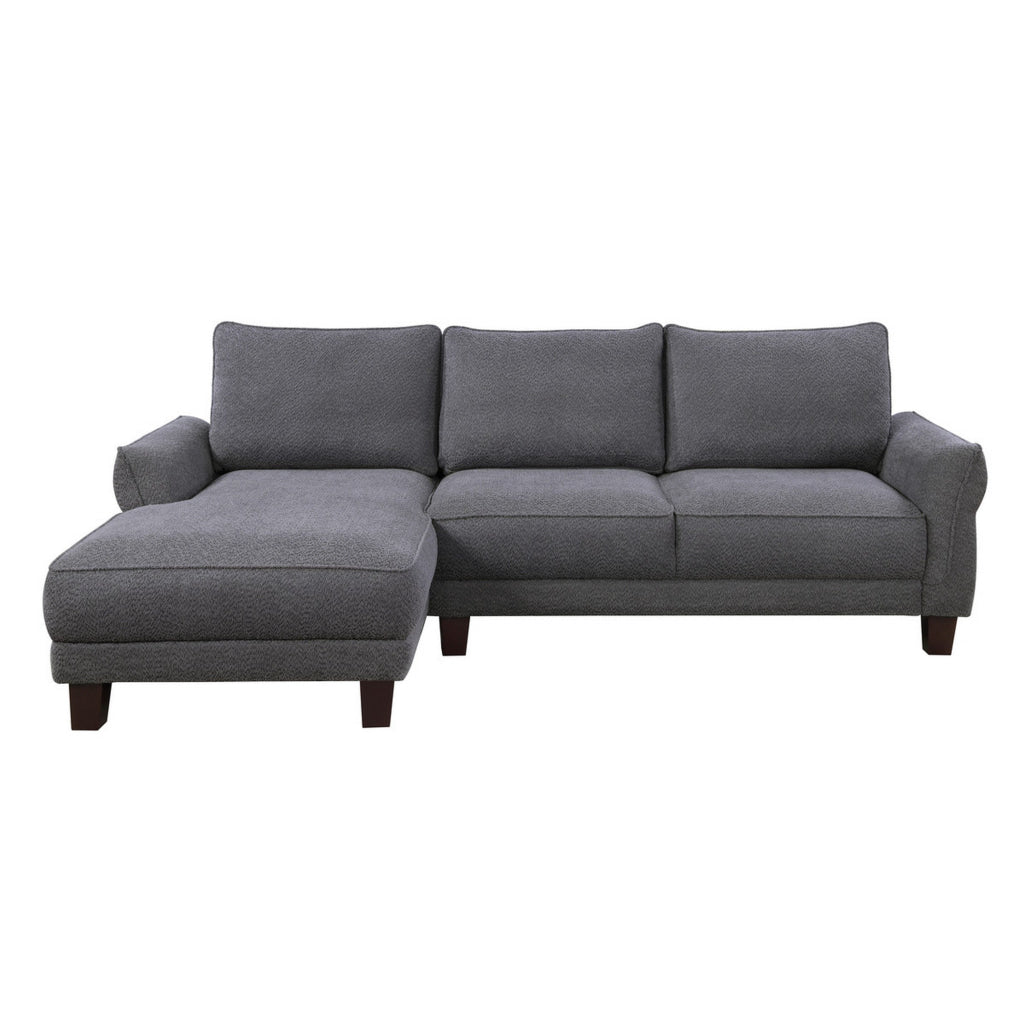 Ele 96 Inch Wide Sectional Sofa with Left Facing Chaise Gray Sherpa Wood By Casagear Home BM315472