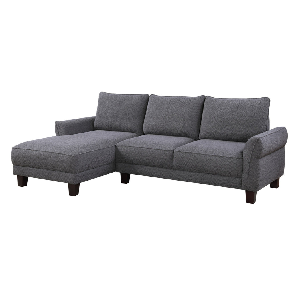 Ele 96 Inch Wide Sectional Sofa with Left Facing Chaise Gray Sherpa Wood By Casagear Home BM315472