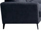 Jake 61 Inch Loveseat Black Chenille and Plush Foam Cushions Metal Legs By Casagear Home BM315480