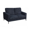 Jake 61 Inch Loveseat Black Chenille and Plush Foam Cushions Metal Legs By Casagear Home BM315480