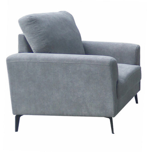 Jake 37 Inch Accent Sofa Armchair, Gray Chenille Foam Cushions, Metal Legs By Casagear Home