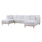 Hle 124 Inch Wide Sectional Sofa Double Chaise, U Shape, White Sherpa, Wood By Casagear Home