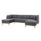 Hle 124 Inch Wide Sectional Sofa Double Chaise, U Shape, Gray Sherpa, Wood By Casagear Home