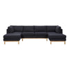 Hle 124 Inch Wide Sectional Sofa Double Chaise U Shape Black Sherpa Wood By Casagear Home BM315486