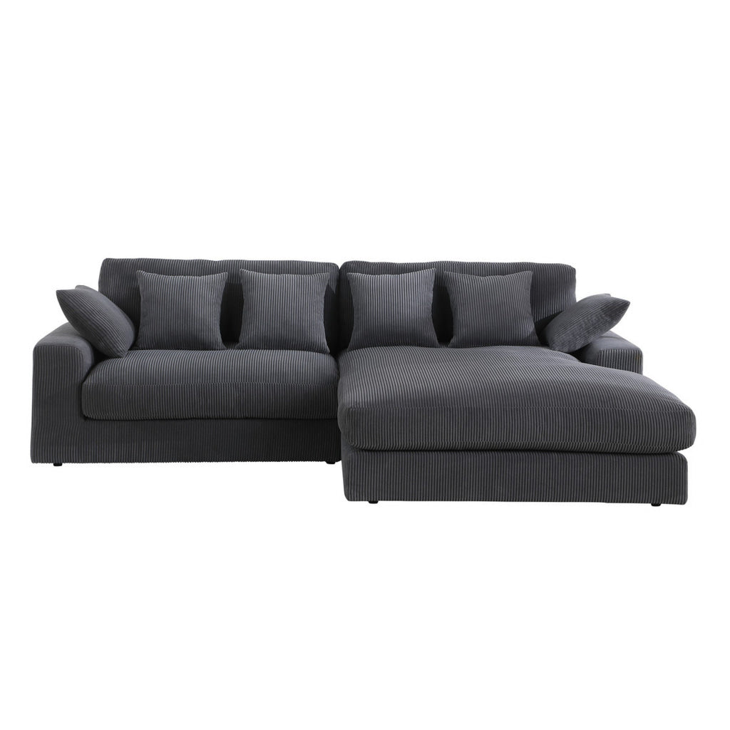 Sty 105 Inch Reversible Sectional Sofa Chaise Gray Corduroy Solid Wood By Casagear Home BM315490