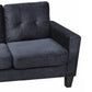 Dennis 73 Inch Reversible Sectional Sofa Chaise Black Velvet Solid Wood By Casagear Home BM315491