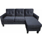 Dennis 73 Inch Reversible Sectional Sofa Chaise Black Velvet Solid Wood By Casagear Home BM315491