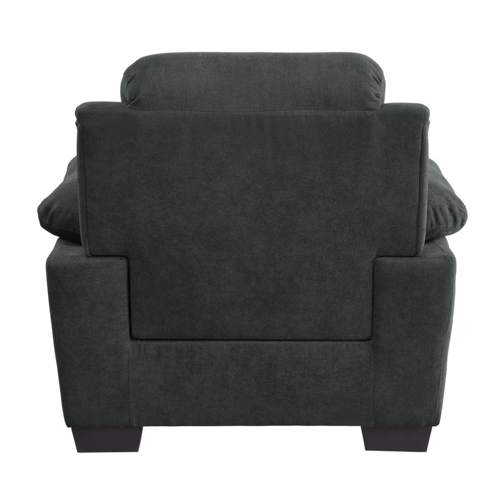 Hugh 36 Inch Accent Chair Dark Gray Polyester Foam Cushioned Solid Wood By Casagear Home BM315493