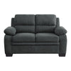 Hugh 58 Inch Loveseat Dark Gray Polyester Foam Cushioned Solid Wood By Casagear Home BM315494