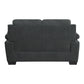 Hugh 58 Inch Loveseat Dark Gray Polyester Foam Cushioned Solid Wood By Casagear Home BM315494