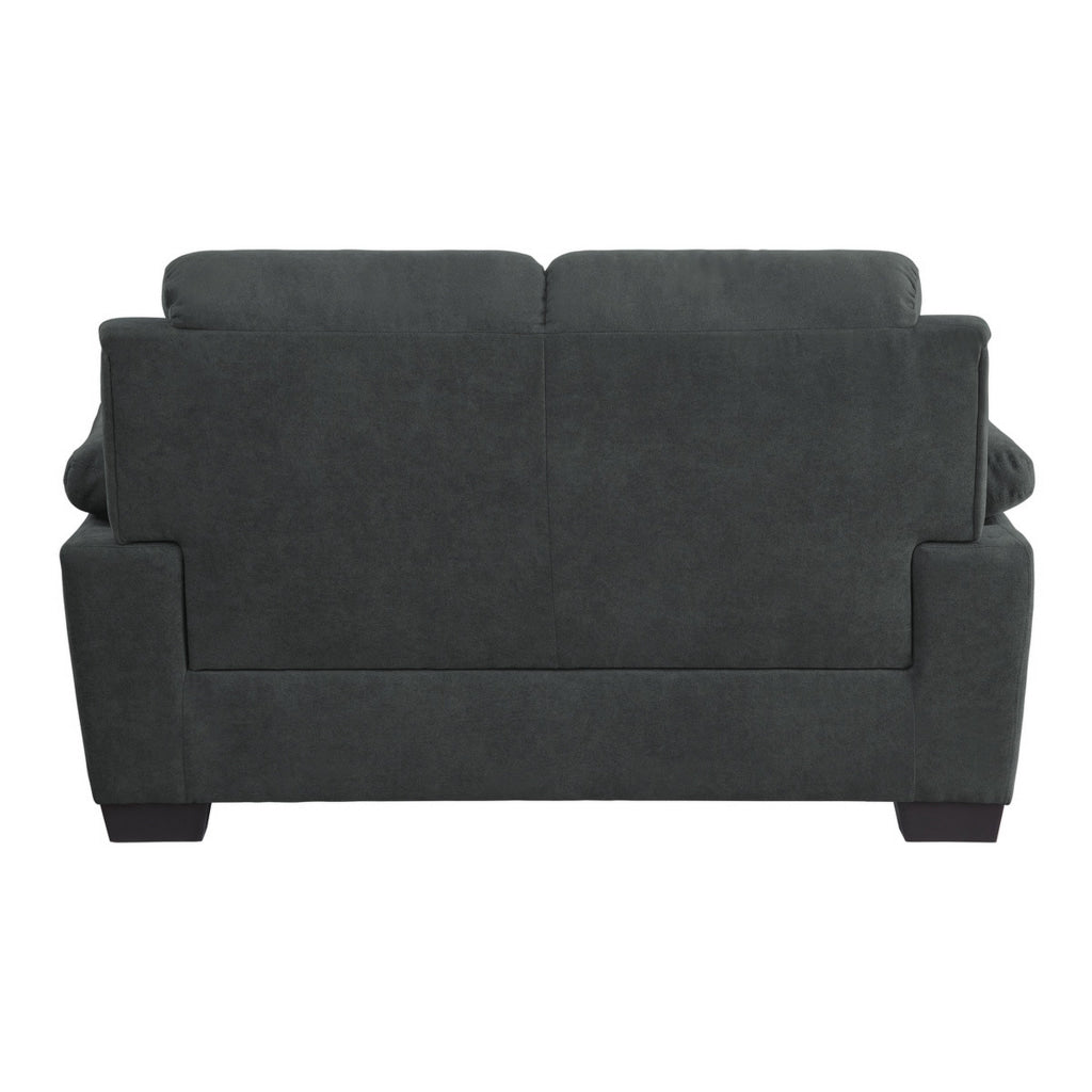 Hugh 58 Inch Loveseat Dark Gray Polyester Foam Cushioned Solid Wood By Casagear Home BM315494