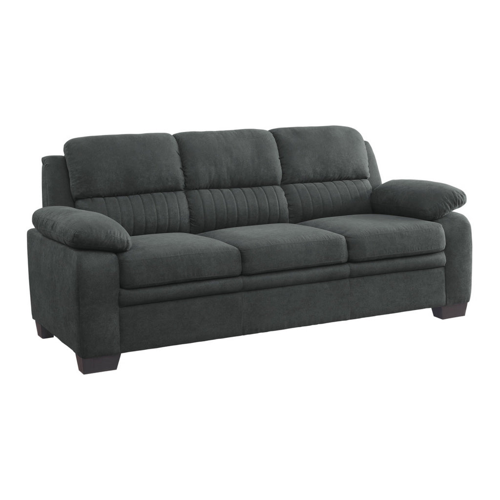 Hugh 80 Inch Sofa Dark Gray Polyester Soft Foam Cushioned Solid Wood By Casagear Home BM315495