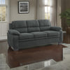 Hugh 80 Inch Sofa Dark Gray Polyester Soft Foam Cushioned Solid Wood By Casagear Home BM315495