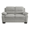 Hugh 58 Inch Loveseat Gray Polyester Soft Foam Cushioned Solid Wood By Casagear Home BM315496