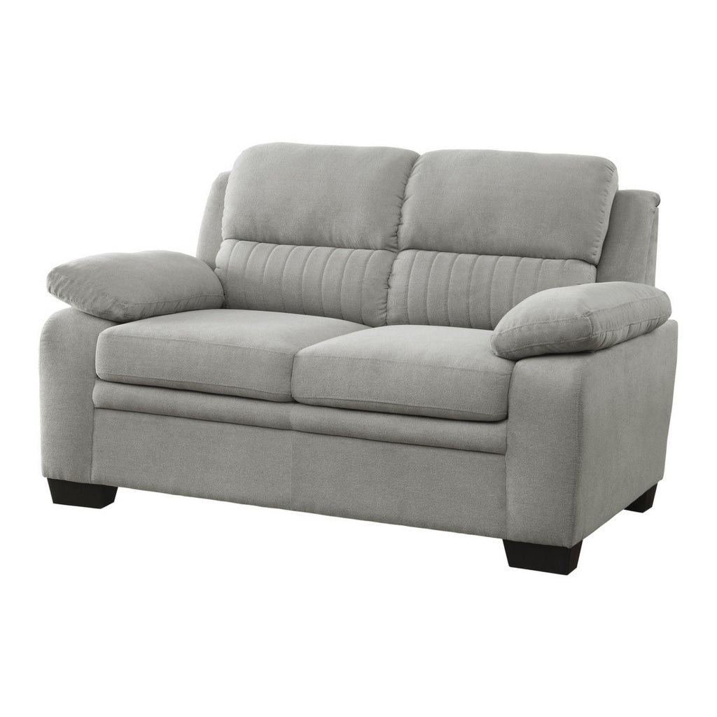 Hugh 58 Inch Loveseat Gray Polyester Soft Foam Cushioned Solid Wood By Casagear Home BM315496