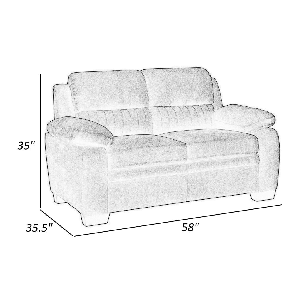 Hugh 58 Inch Loveseat Gray Polyester Soft Foam Cushioned Solid Wood By Casagear Home BM315496