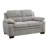 Hugh 58 Inch Loveseat, Gray Polyester, Soft Foam Cushioned, Solid Wood By Casagear Home