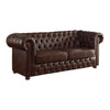 Ivey 83 Inch Sofa Rolled Arms Chesterfield Tufted Brown Faux Leather By Casagear Home BM315498