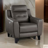 Sony 38 Inch Power Reclining Chair, Grayish Brown Leather, Solid Wood By Casagear Home