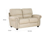 Kia 63 Inch Loveseat Cream Top Grain and Faux Leather Brown Solid Wood By Casagear Home BM315505