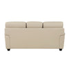 Kia 84 Inch Sofa Cream Top Grain and Faux Leather Brown Solid Wood By Casagear Home BM315506