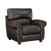 Kia 37 Inch Accent Chair Dark Brown Top Grain and Faux Leather Solid Wood By Casagear Home BM315507