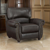 Kia 37 Inch Accent Chair, Dark Brown Top Grain and Faux Leather, Solid Wood By Casagear Home