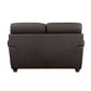 Kia 63 Inch Loveseat Dark Brown Top Grain and Faux Leather Solid Wood By Casagear Home BM315508