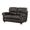 Kia 63 Inch Loveseat Dark Brown Top Grain and Faux Leather Solid Wood By Casagear Home BM315508