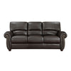 Kia 84 Inch Sofa Dark Brown Top Grain and Faux Leather Solid Wood By Casagear Home BM315509