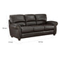 Kia 84 Inch Sofa Dark Brown Top Grain and Faux Leather Solid Wood By Casagear Home BM315509