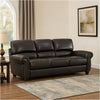 Kia 84 Inch Sofa, Dark Brown Top Grain and Faux Leather, Solid Wood By Casagear Home