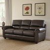 Kia 84 Inch Sofa, Dark Brown Top Grain and Faux Leather, Solid Wood By Casagear Home
