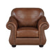 Boro 40 Inch Accent Chair Brown Top Grain and Faux Leather Solid Wood By Casagear Home BM315510