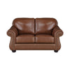 Boro 64 Inch Loveseat Rich Brown Top Grain and Faux Leather Solid Wood By Casagear Home BM315511