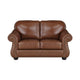 Boro 64 Inch Loveseat Rich Brown Top Grain and Faux Leather Solid Wood By Casagear Home BM315511