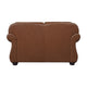 Boro 64 Inch Loveseat Rich Brown Top Grain and Faux Leather Solid Wood By Casagear Home BM315511