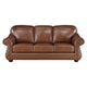 Boro 85 Inch Sofa Rich Brown Top Grain and Faux Leather Solid Wood By Casagear Home BM315512
