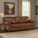 Boro 85 Inch Sofa, Rich Brown Top Grain and Faux Leather, Solid Wood By Casagear Home